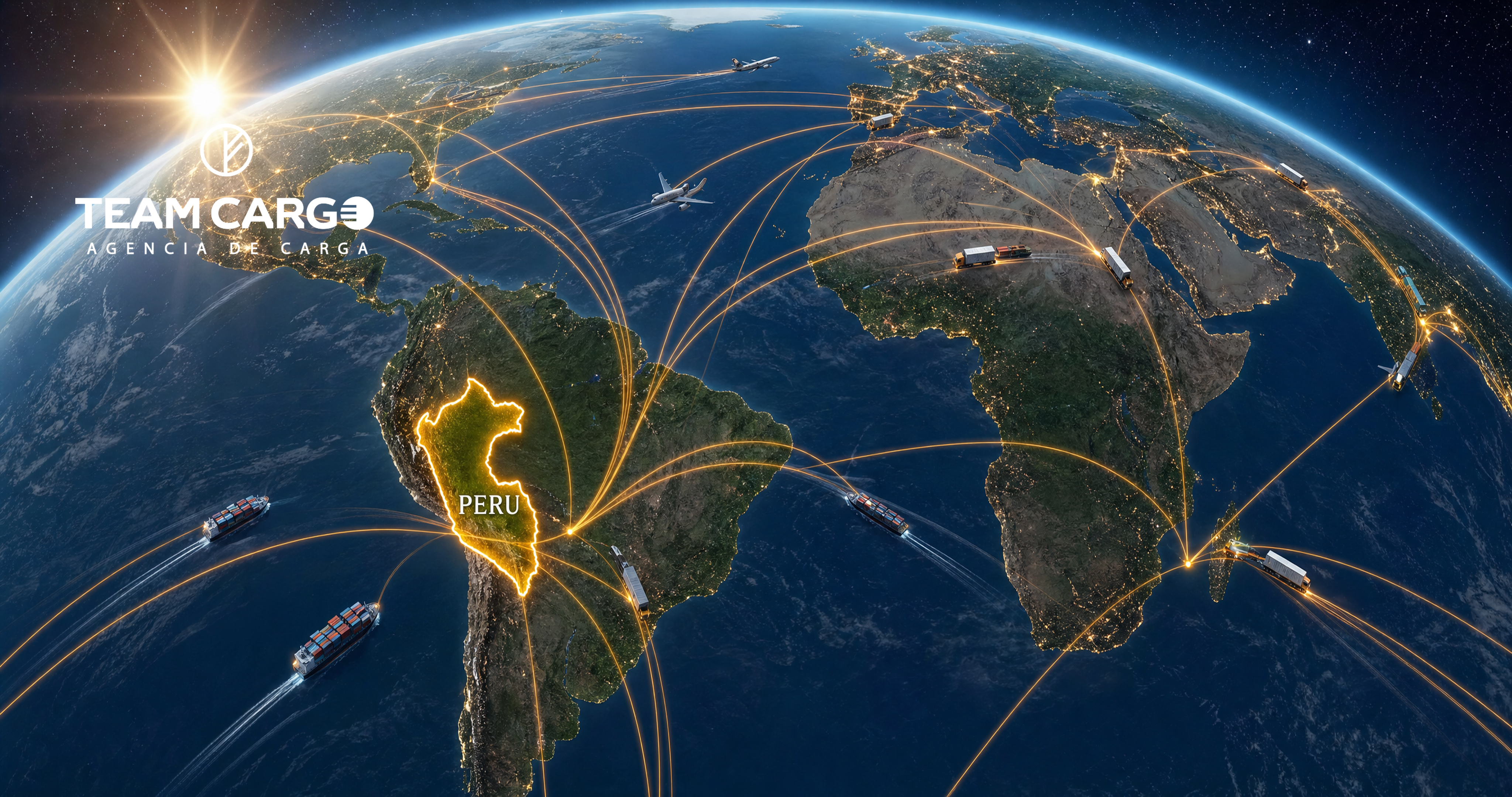 Cobertura logística global de Team Cargo Perú, con Perú conectado al mundo